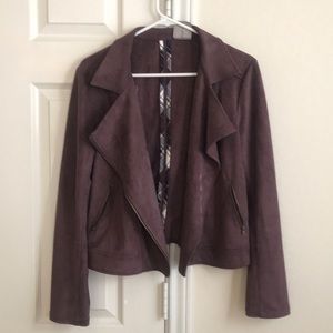 Faux Suede Knit Moto Jacket